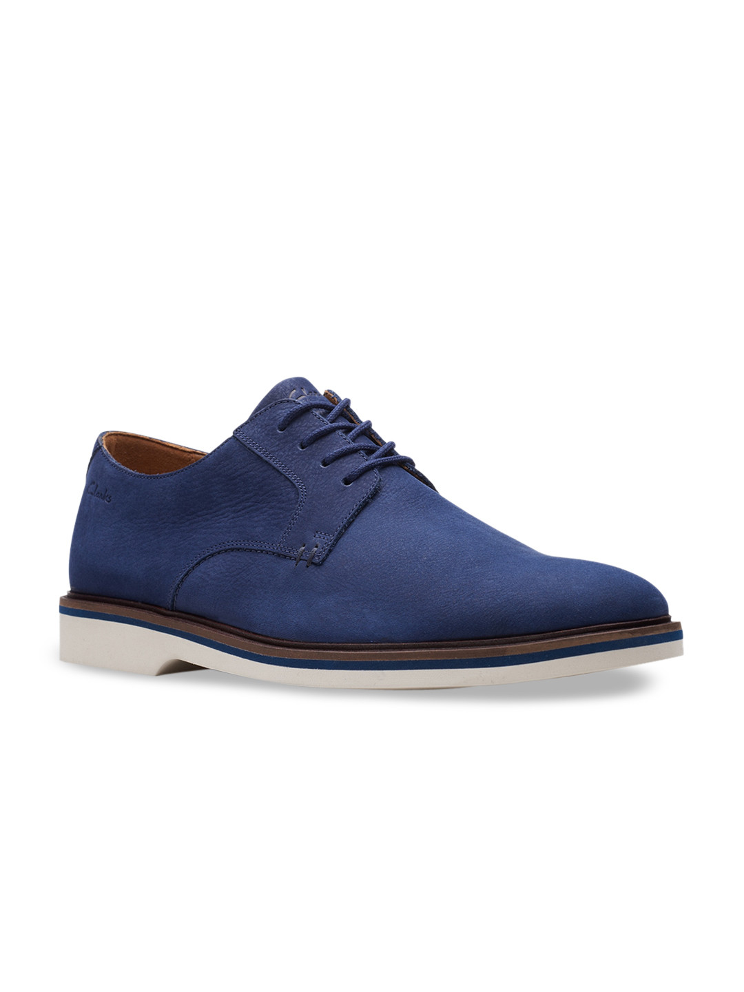 Buy Clarks Men Navy Blue Nubuck Leather Derbys Casual Shoes for Men