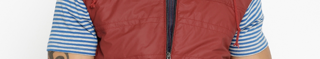 Buy Monte Carlo Red Sleeveless Padded Jacket With Detachable Hood ...