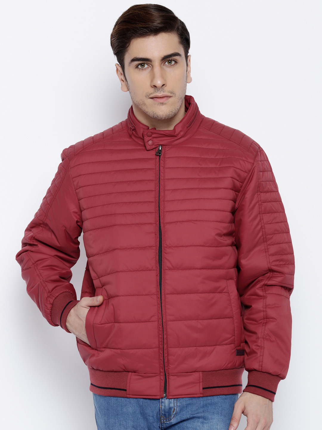Buy Monte Carlo Red Puffer Bomber Jacket - Jackets for Men 1660017 | Myntra