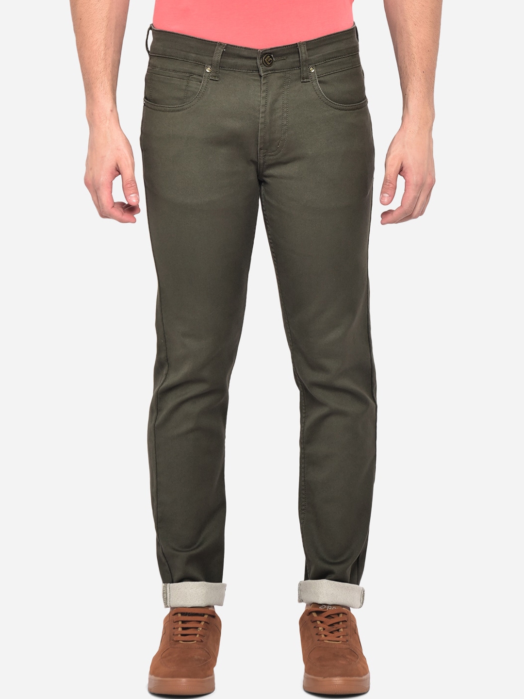 Buy Greenfibre Men Olive Green Slim Fit Stretchable Jeans - Jeans for ...
