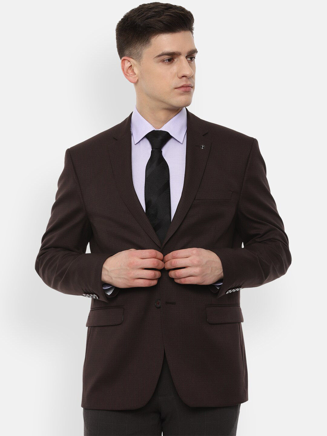 Buy Van Heusen Men Brown Checked Single Breasted Slim Fit Buy Van Heusen Men Brown Checked Single Breasted Slim Fit