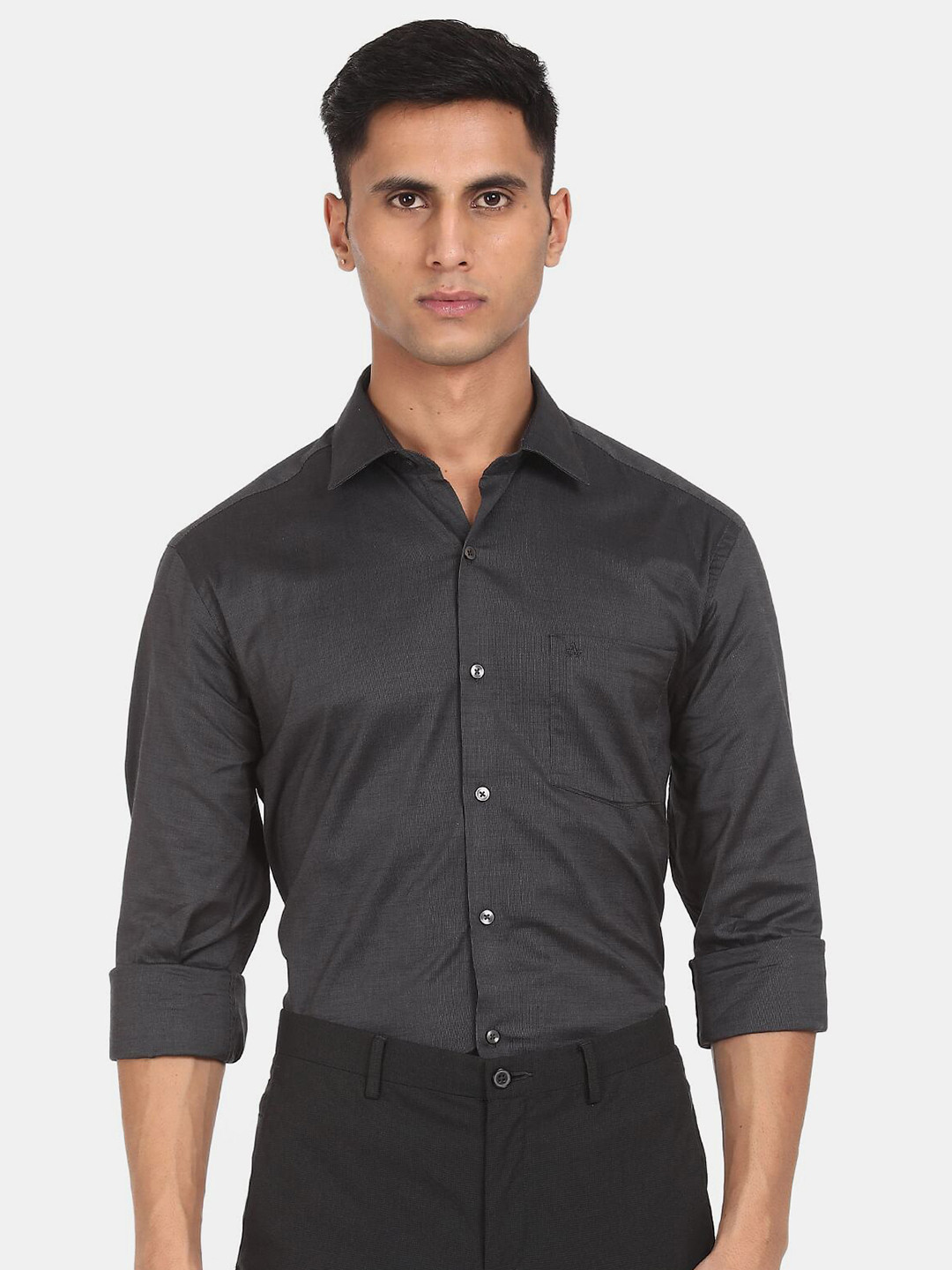 Buy Arrow Men Charcoal Grey Slim Fit Formal Shirt Shirts for Men 16609578 Myntra