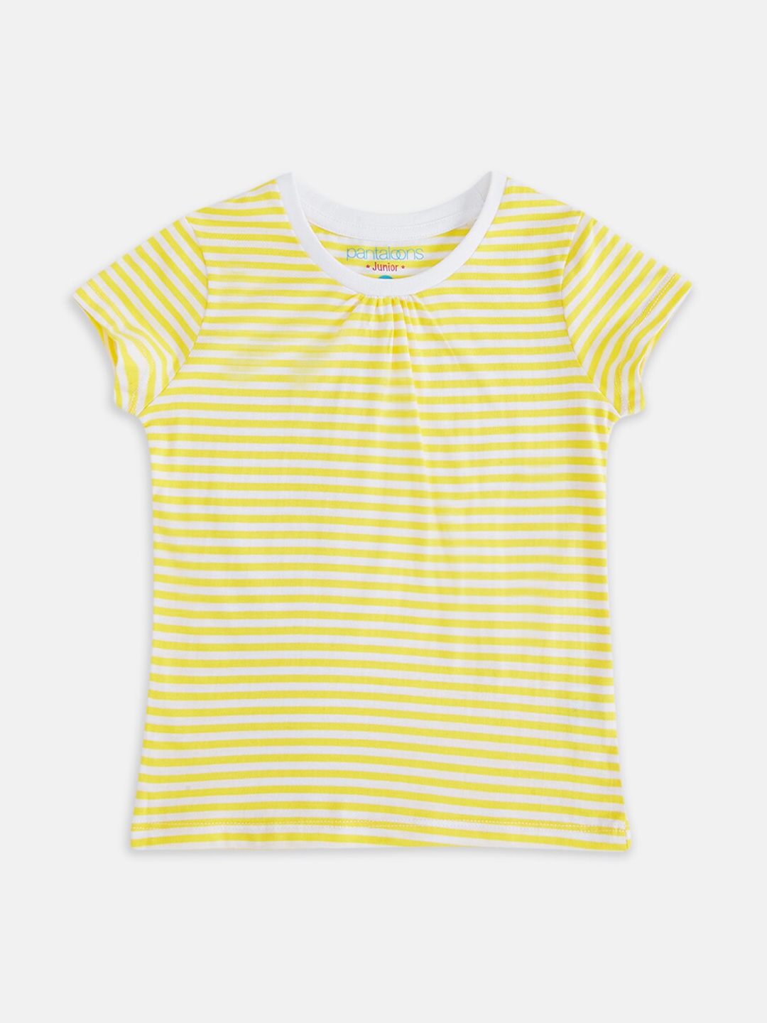 Buy Pantaloons Junior Girls Yellow & White Striped Cotton T Shirt ...