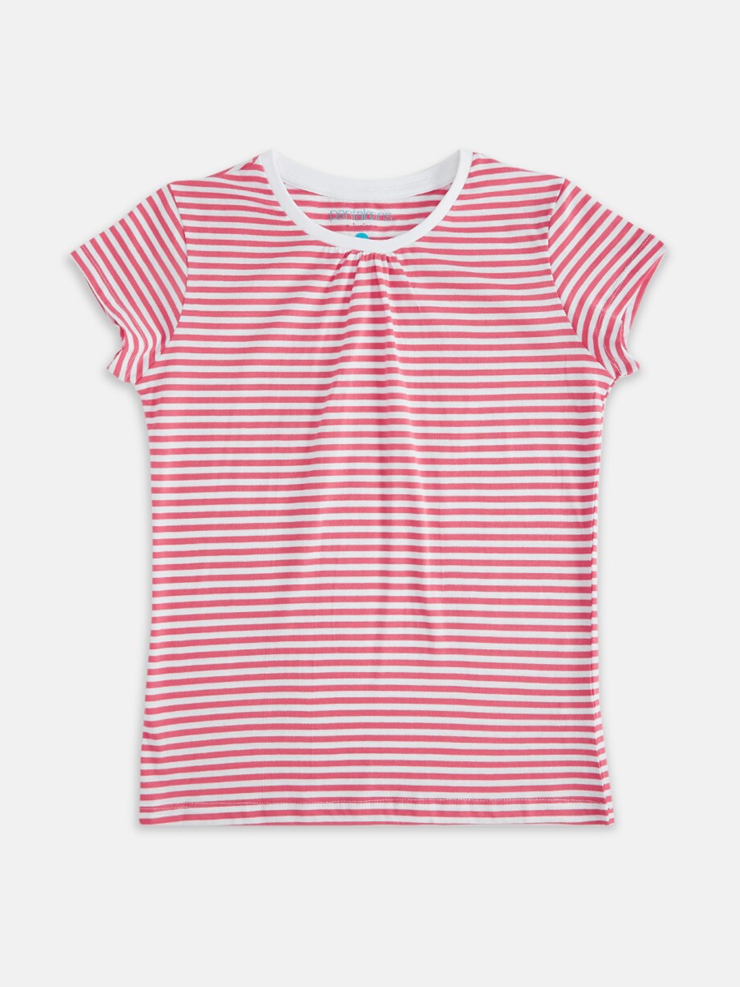 Buy Pantaloons Junior Girls Pink & White Striped Extended Sleeves T ...