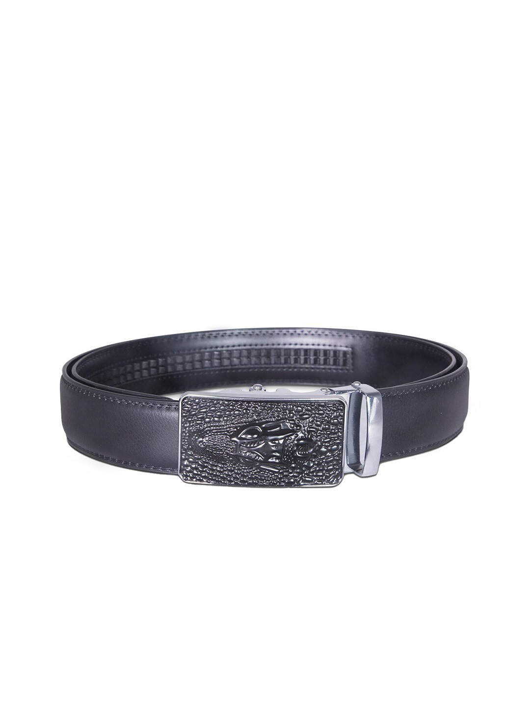 Buy BANGE Men Black Crocodile Textured Leather Formal Belt Belts for