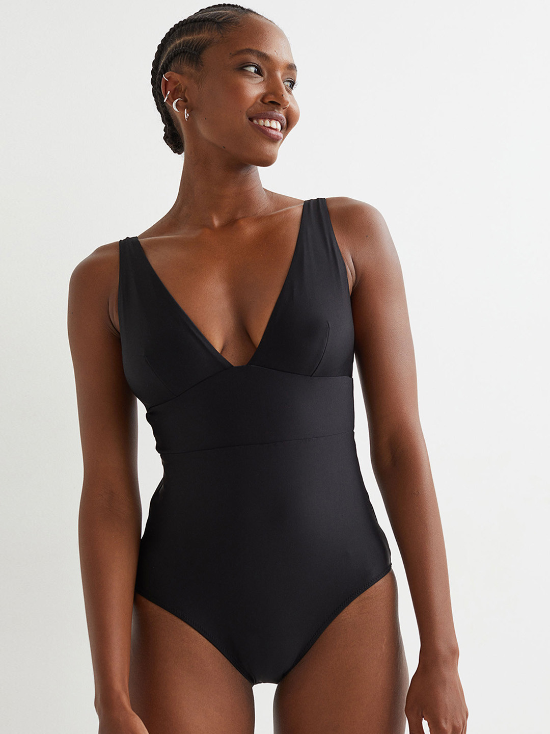 Buy H&M Women Black Solid Shaping Swimsuit Swimwear for Women