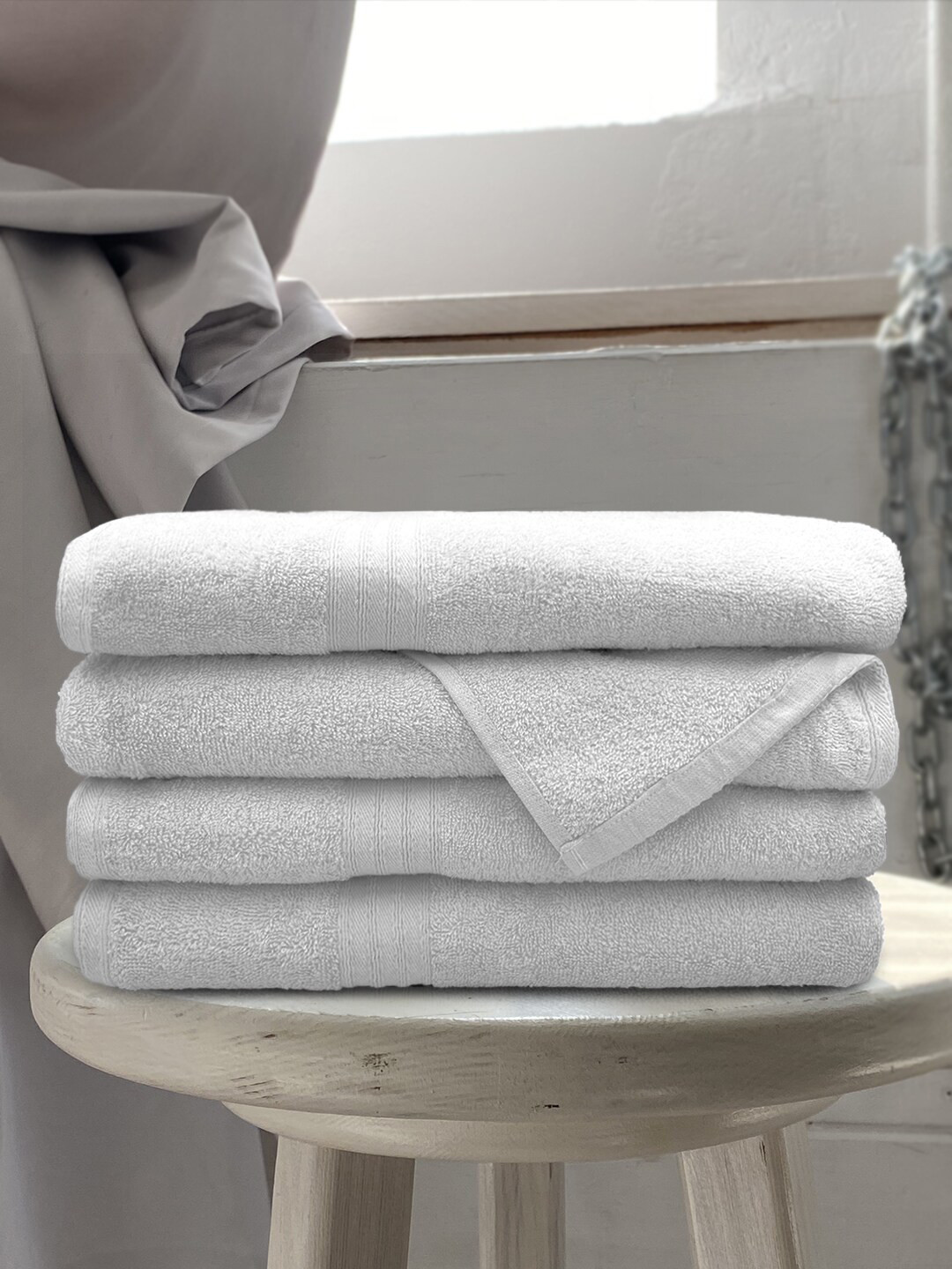 Buy Aura White Set Of 4 Solid Cotton 500 GSM Bath Towels Bath Towels for Unisex 16614582 Myntra