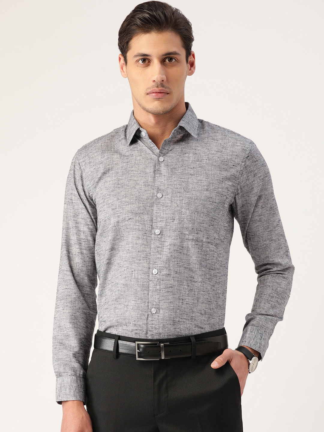Buy JAINISH Men Grey Pure Cotton Smart Fit Formal Shirt - Shirts for ...