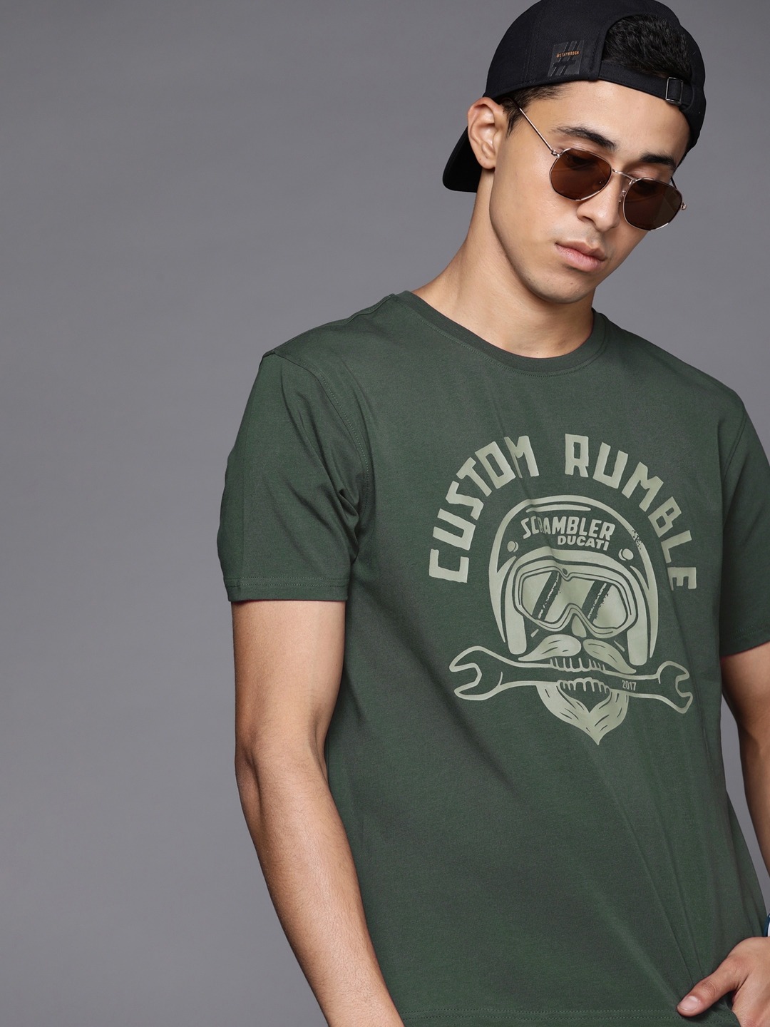 Buy Ducati Scrambler Men Olive Green Printed T Shirt - Tshirts for Men ...