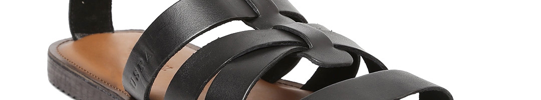 Buy U.S. Polo Assn. Men Black Leather Sandals - Sandals for Men 1661948 ...