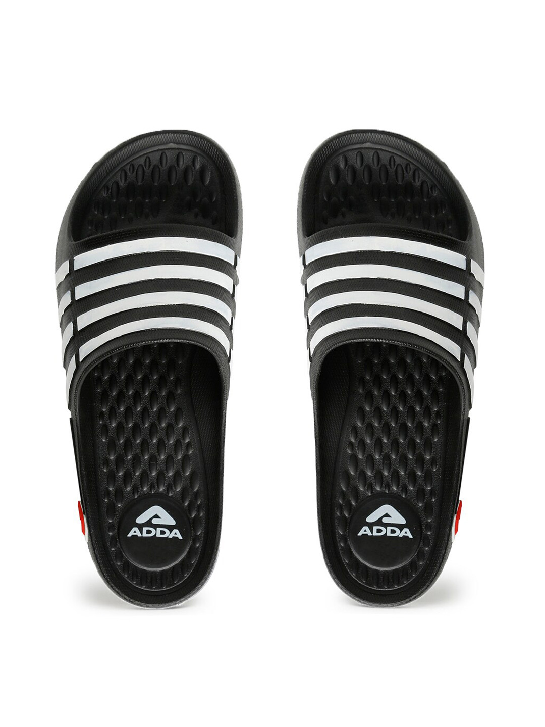 Buy Adda Men Black & White Striped Sliders - Flip Flops for Men ...