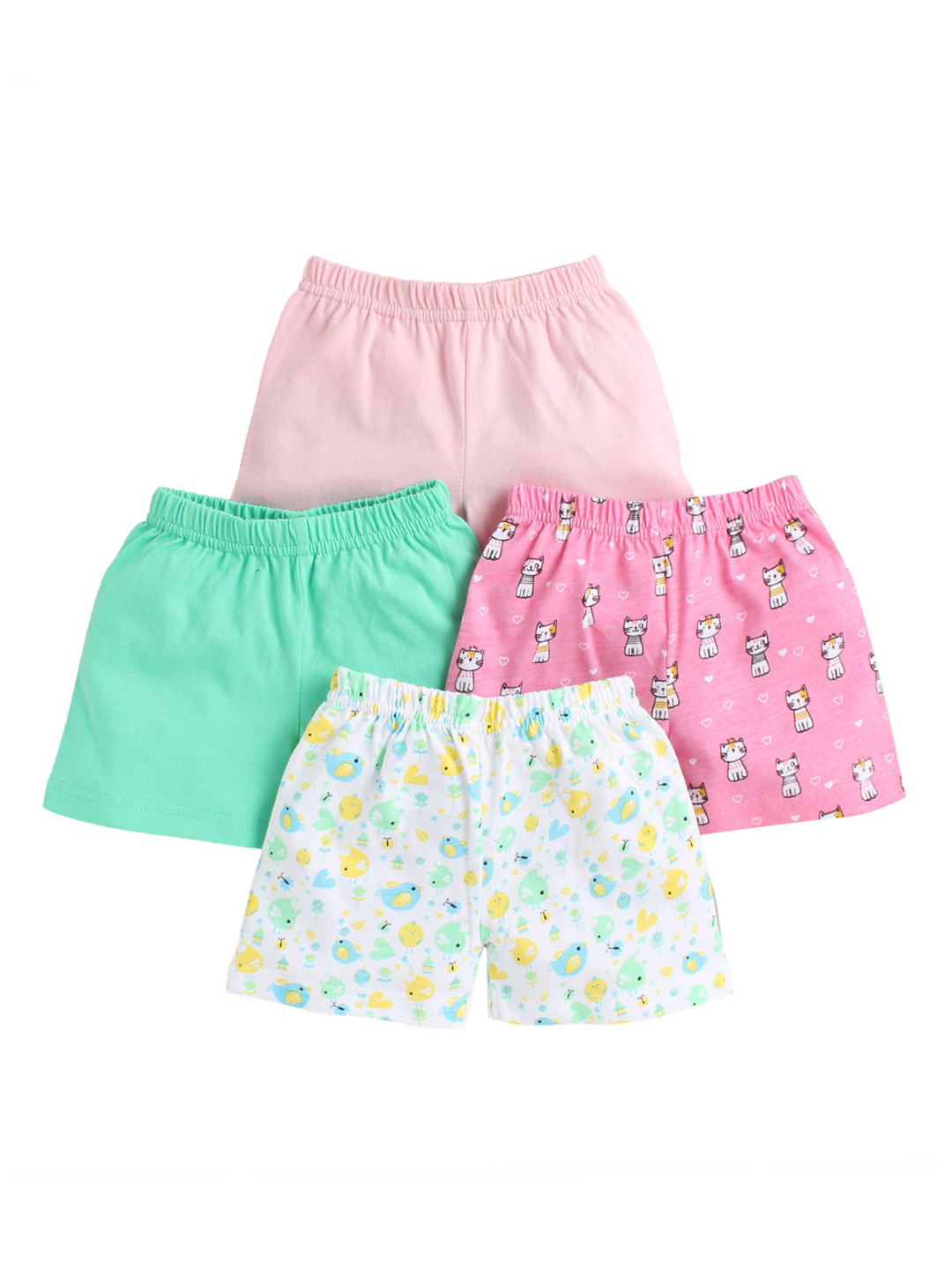 Buy BUMZEE Infant Girls Pack Of 4 Cotton Printed Shorts Shorts for