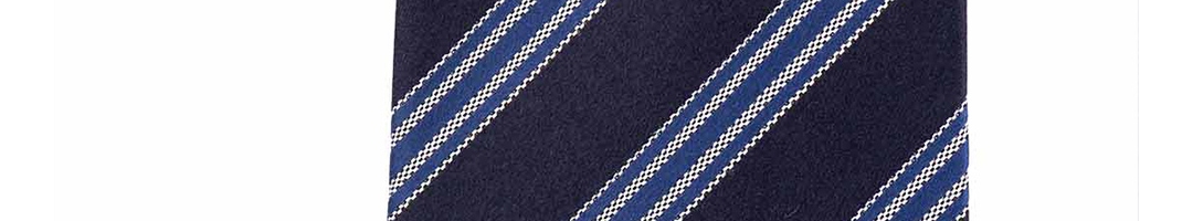 Buy The Tie Hub Men Black & Blue Striped 100% Silk Broad Tie - Ties for ...