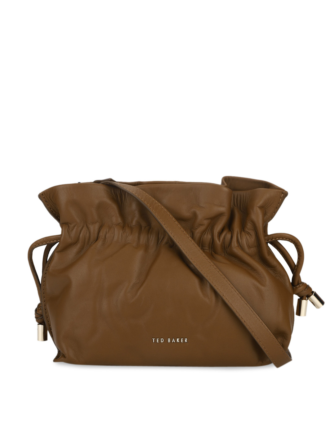 Buy Ted Baker Brown Leather Structured Sling Bag With Fringed