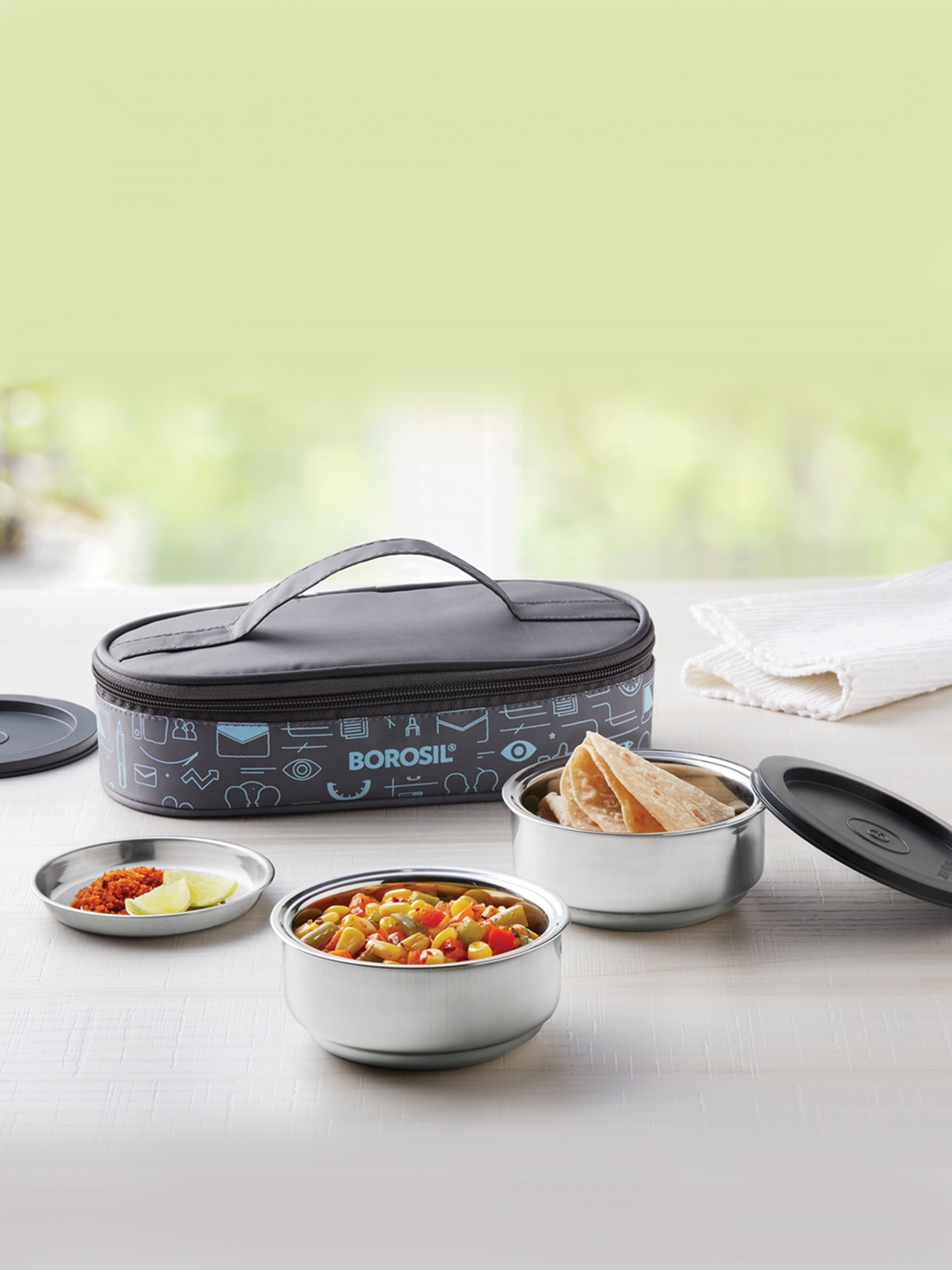 Buy Borosil Set Of 2 Stainless Steel Lunch Box 180 Ml Each - Kitchen