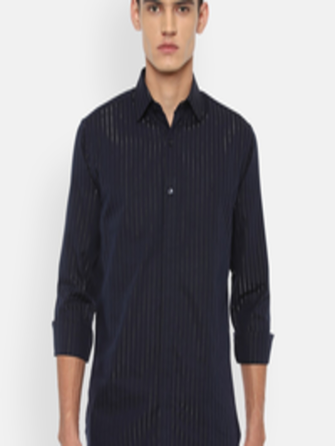 Buy V Dot Men Navy Blue Slim Fit Striped Semiformal Shirt - Shirts for ...