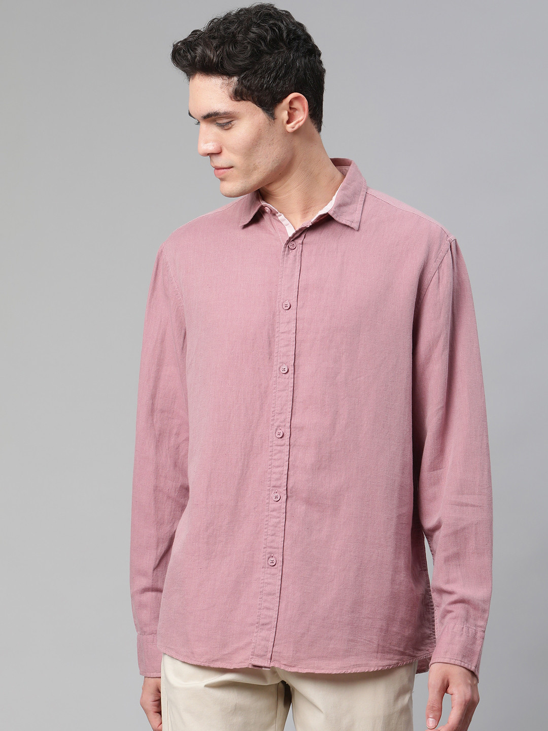 Buy Marks & Spencer Men Peach Coloured Casual Shirt Shirts for Men