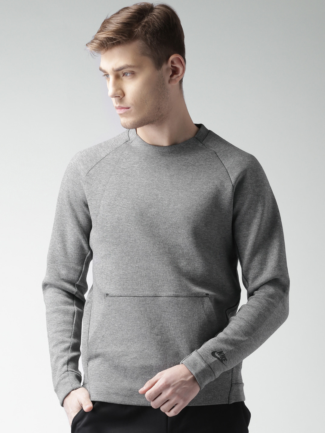 Buy Nike Grey Melange AS NSW TCH FLC CRW Sweatshirt Sweatshirts for