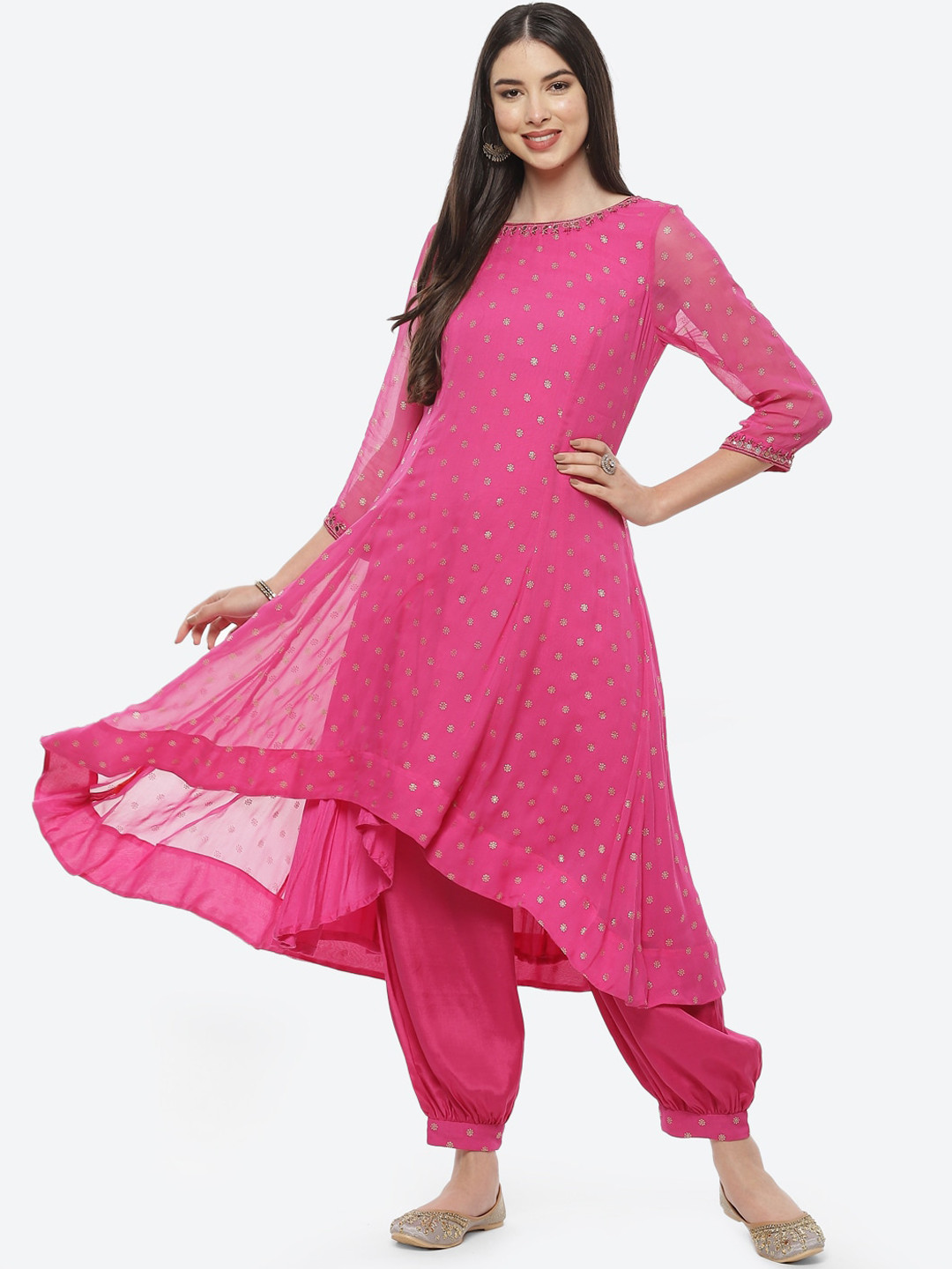 Buy Biba Women Fuchsia Printed Anarkali Kurta With Salwar Kurta Sets