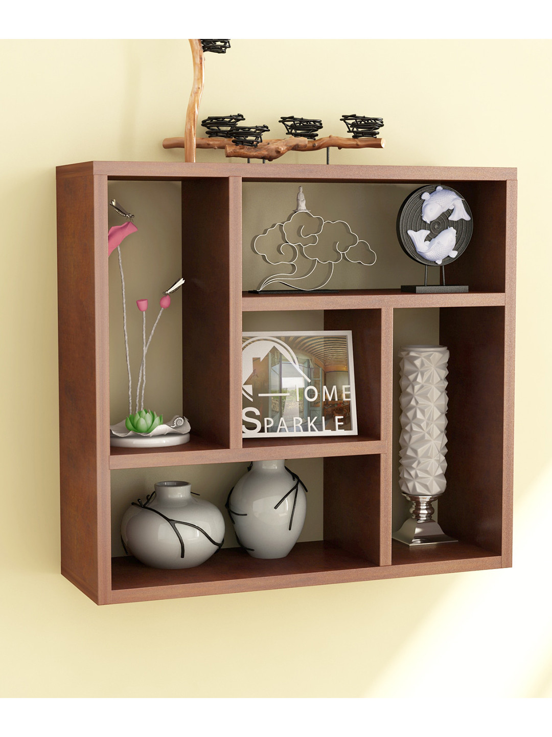 Buy Home Sparkle Brown MDF Wall Shelves Wall Shelves for Unisex