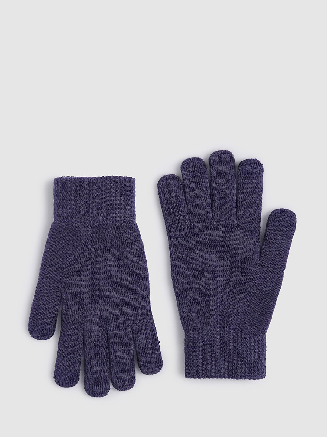 Buy Jack & Jones Men Navy Blue Solid Acrylic Gloves Gloves for Men