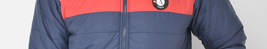 Buy COBB Men Navy Blue Red Striped Lightweight Puffer Jacket - Jackets ...