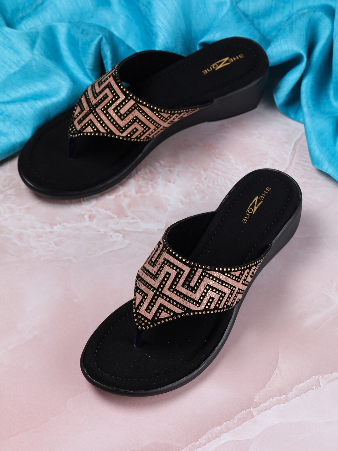 Buy Shezone Beige Embellished Wedge Sandals - Heels for Women 16645972 ...