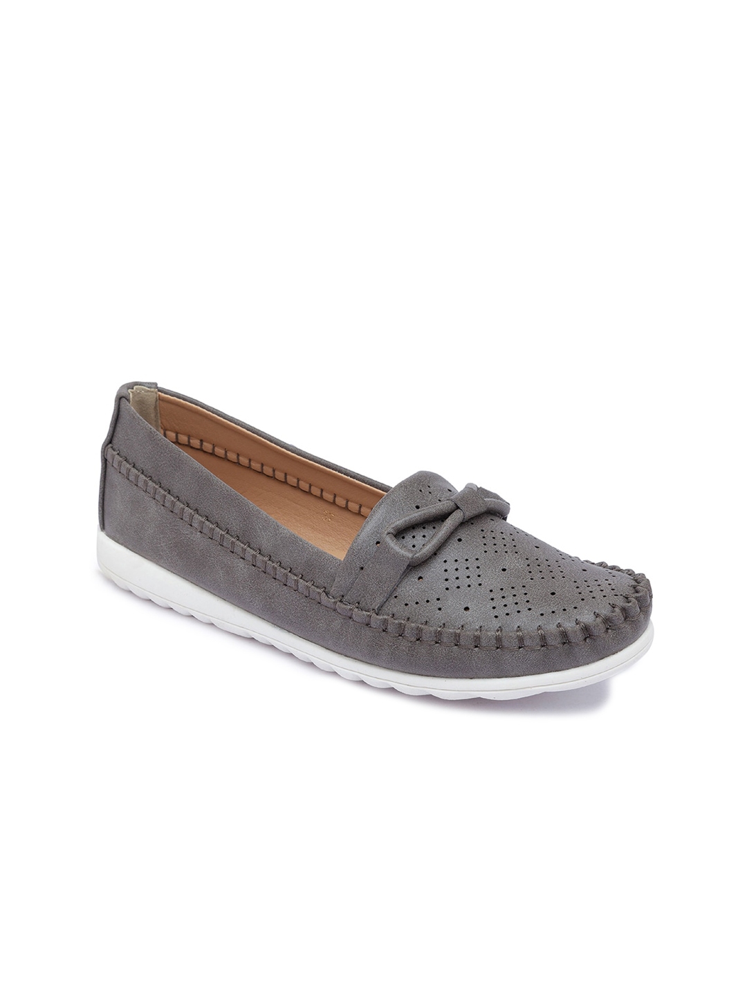 Buy CERIZ Women Grey Perforations Loafers - Casual Shoes for Women ...