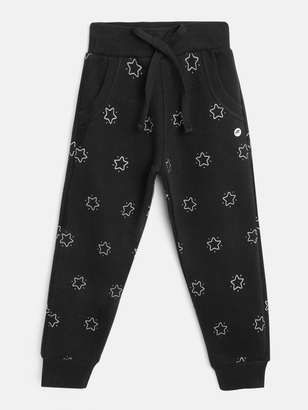 Buy FEMEA Girls Black & White Star Printed Joggers Track Pants for