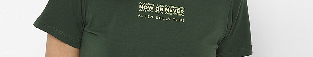Buy Allen Solly Woman Women Green & Cream Coloured Printed Pure Cotton ...