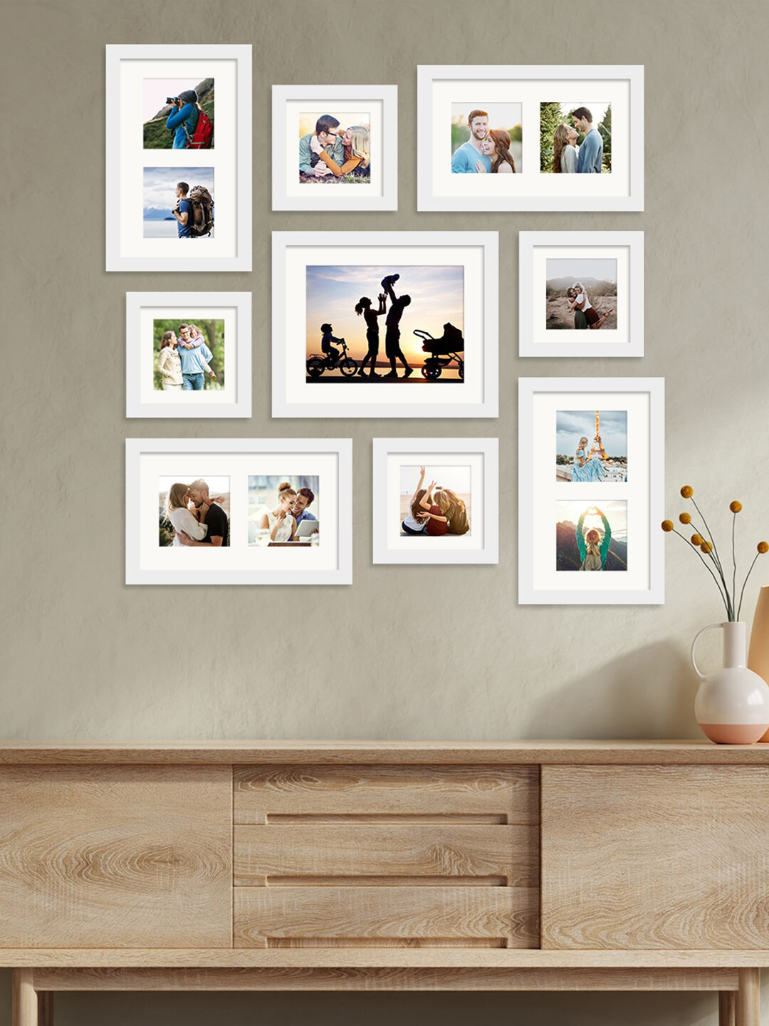 Buy Art Street Set Of 9 White & Black Wall Photo Frames Photo Frames