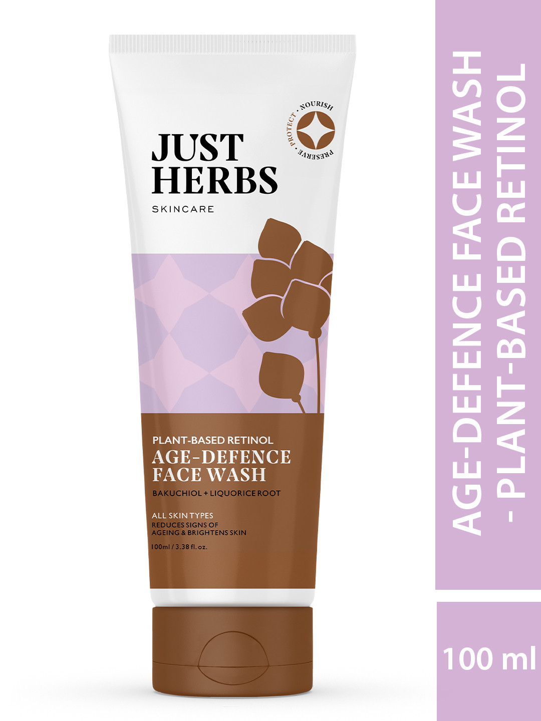 Buy Just Herbs Unisex Plant Based Retinol Age Defence Face Wash 100 Ml