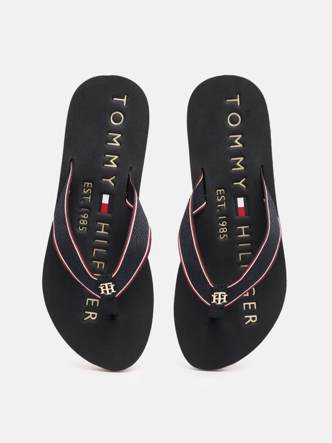 Buy Tommy Hilfiger Women Navy Blue Printed Thong Flip Flops Flip