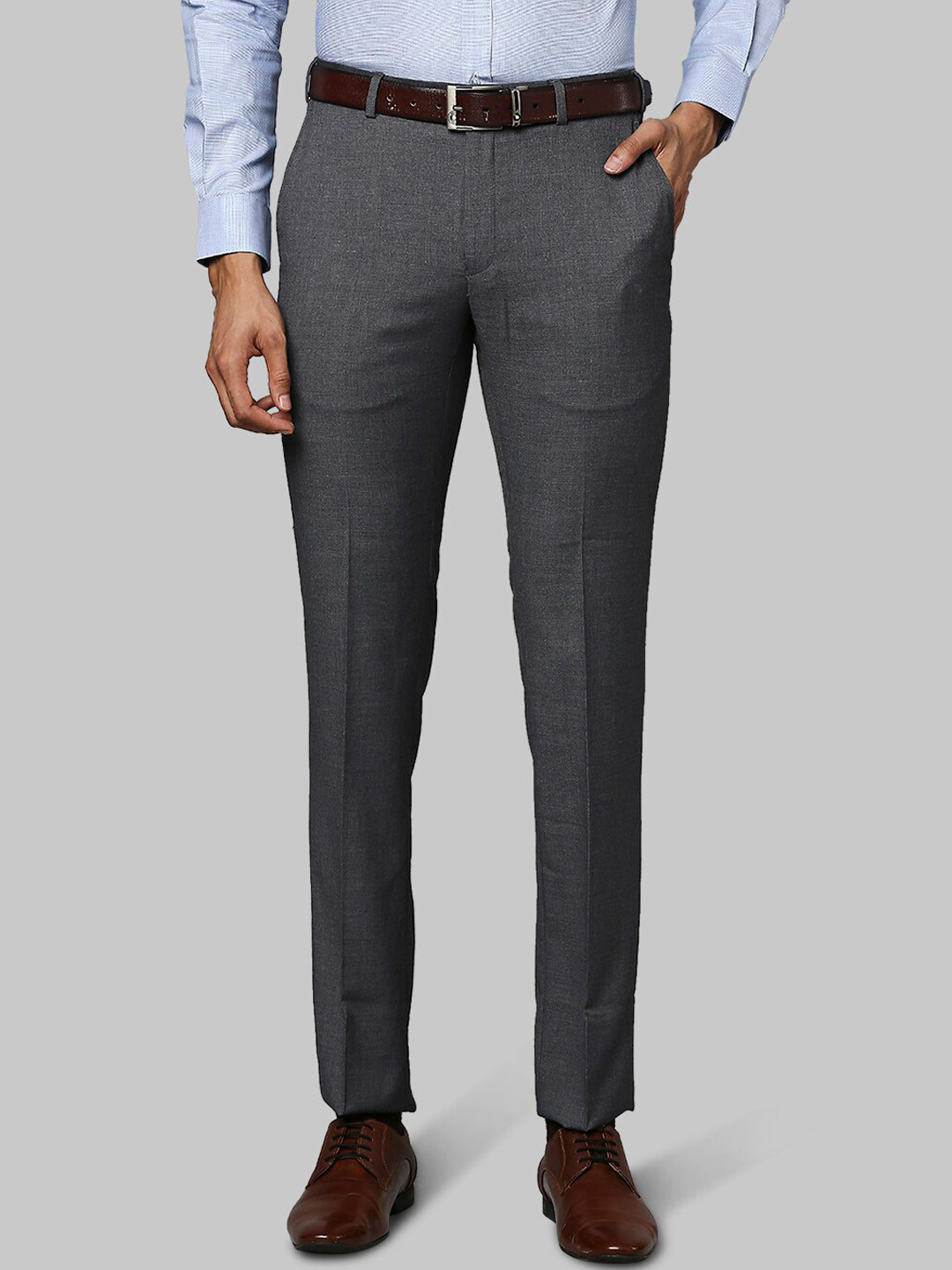 Buy Raymond Men Grey Slim Fit Trousers - Trousers for Men 16660074 | Myntra