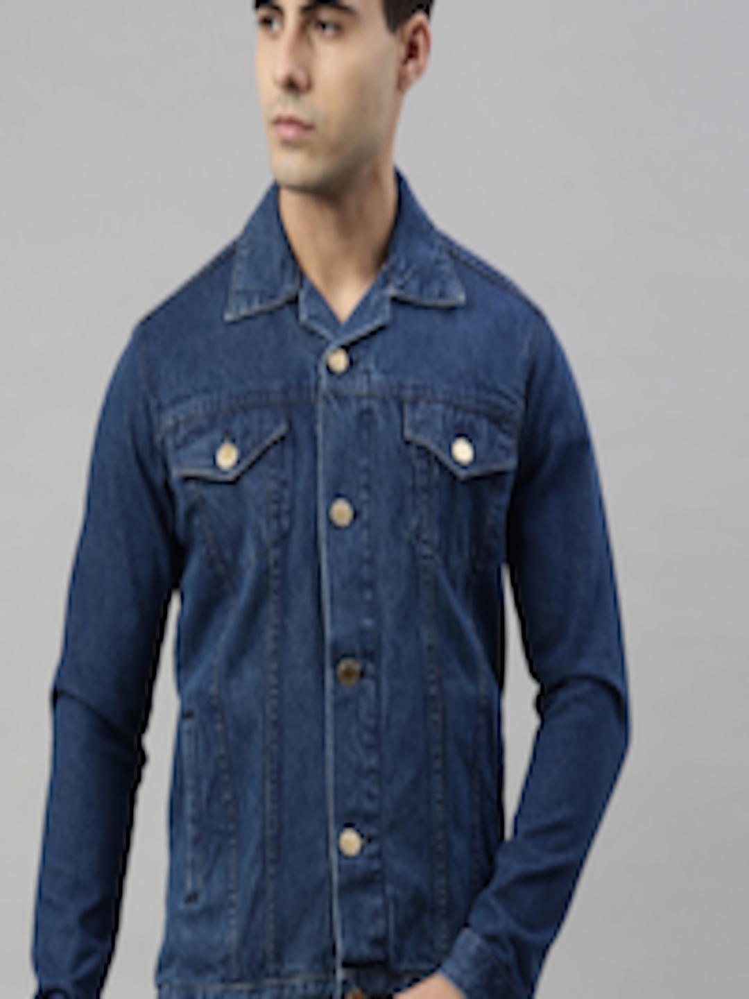 Buy CINOCCI Men Blue Solid Denim Jacket - Jackets for Men 16665524 | Myntra