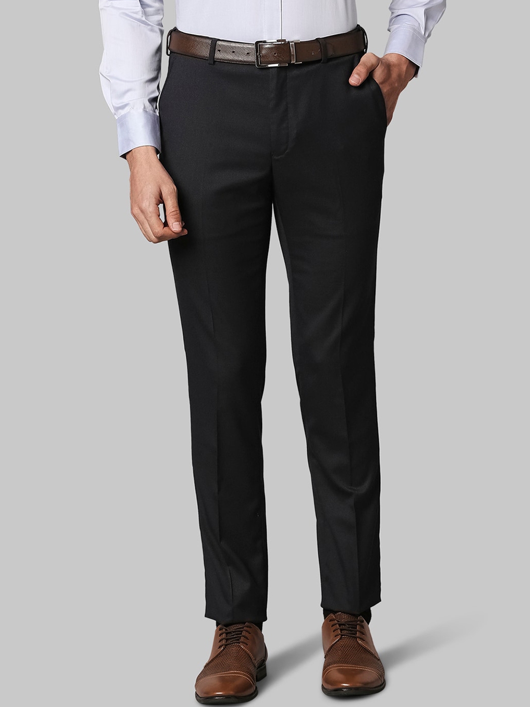 Buy Raymond Men Grey Slim Fit Trousers - Trousers for Men 16666298 | Myntra