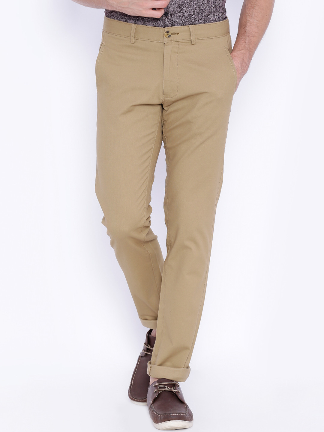 Buy Basics Men Beige Tapered Fit Chinos Trousers for Men 1667089 Myntra