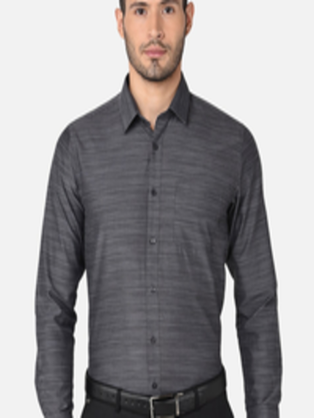 Buy Oxemberg Men Grey Classic Slim Fit Formal Shirt - Shirts for Men ...