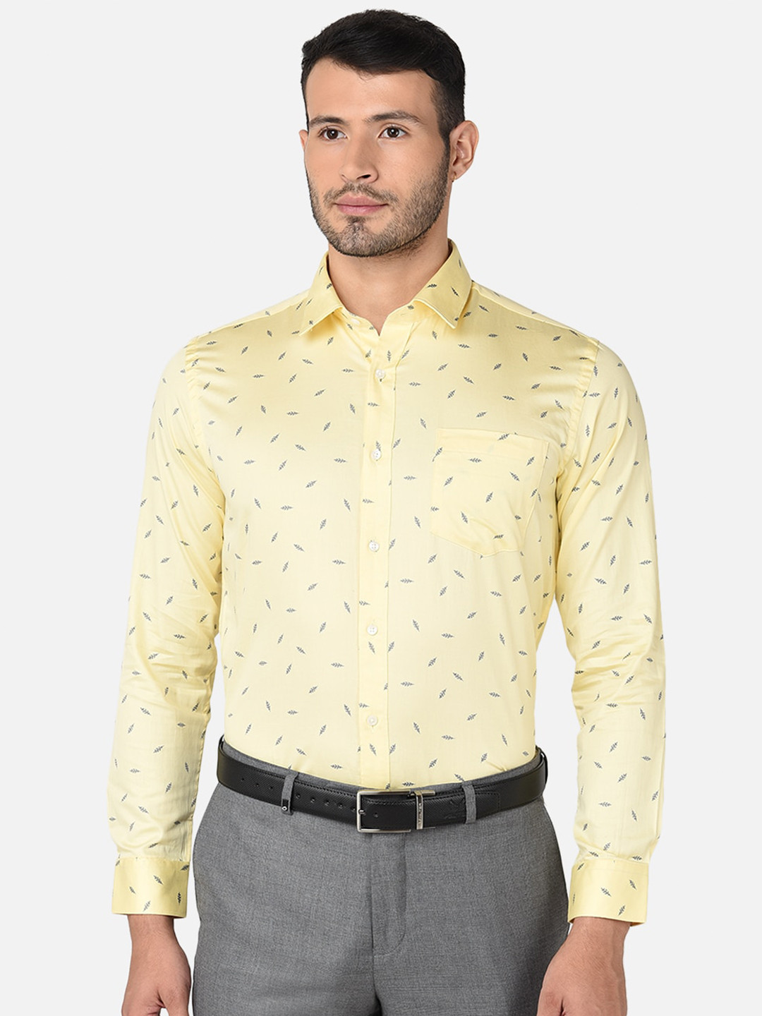 Buy Oxemberg Men Sea Green Classic Slim Fit Printed Formal Shirt