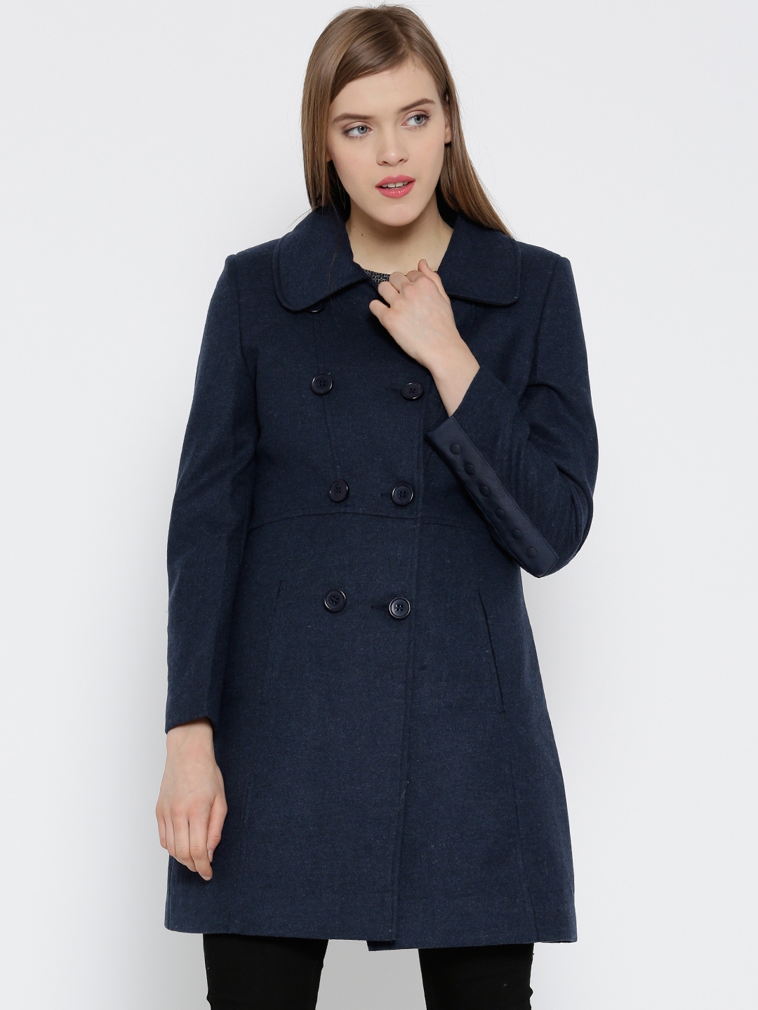 Buy Monte Carlo Navy Longline Coat - Coats for Women 1667896 | Myntra