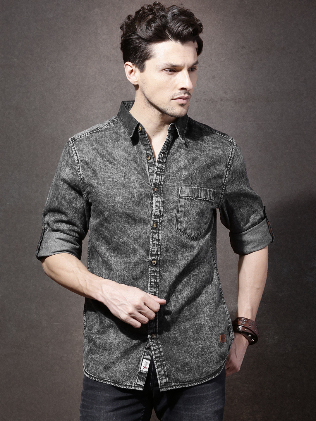Buy Roadster Men Black Faded Casual Shirt Shirts for Men 1668060 Myntra