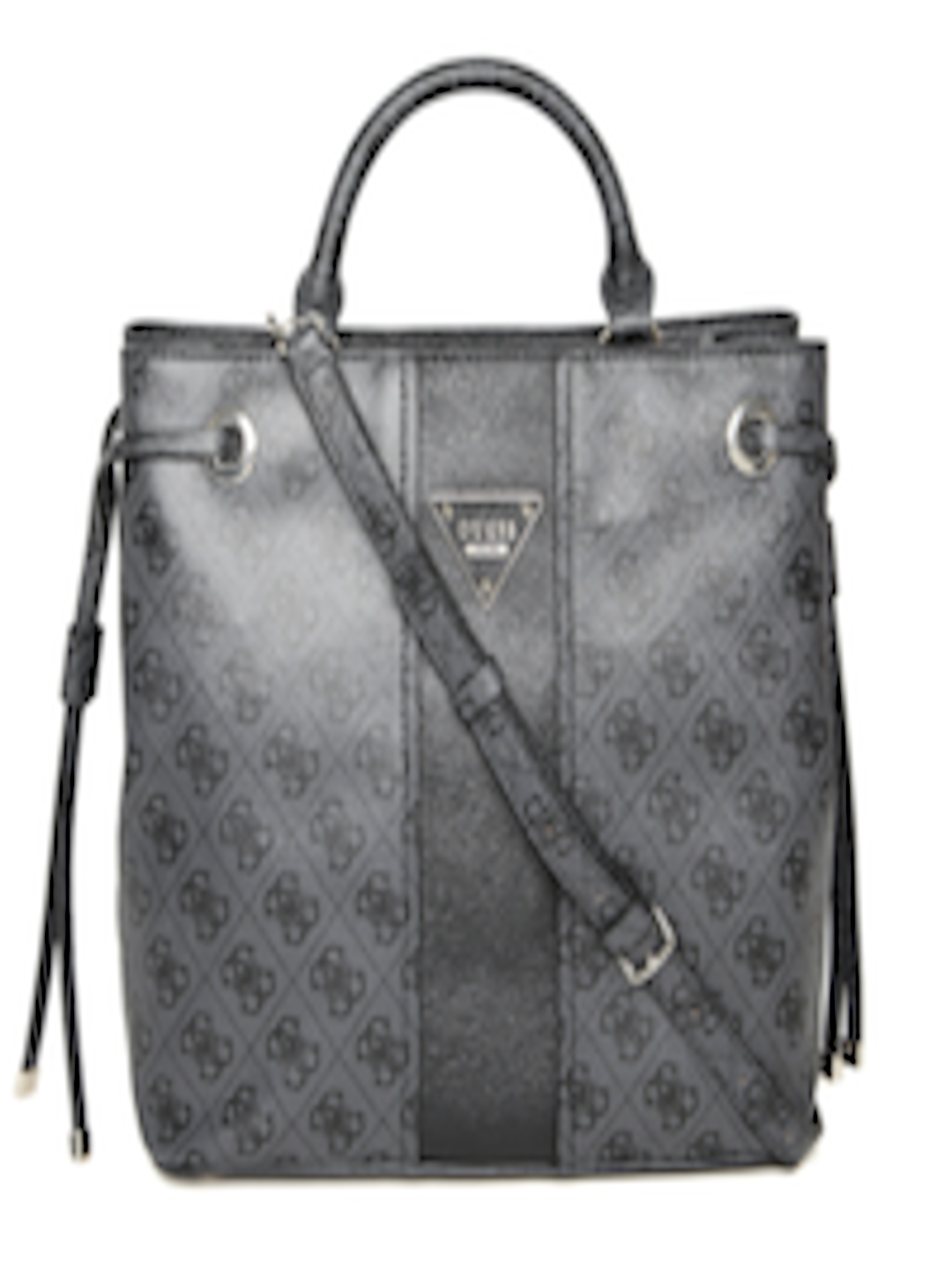 Buy GUESS Charcoal Grey Logo Print Handbag With Sling Strap - Handbags ...