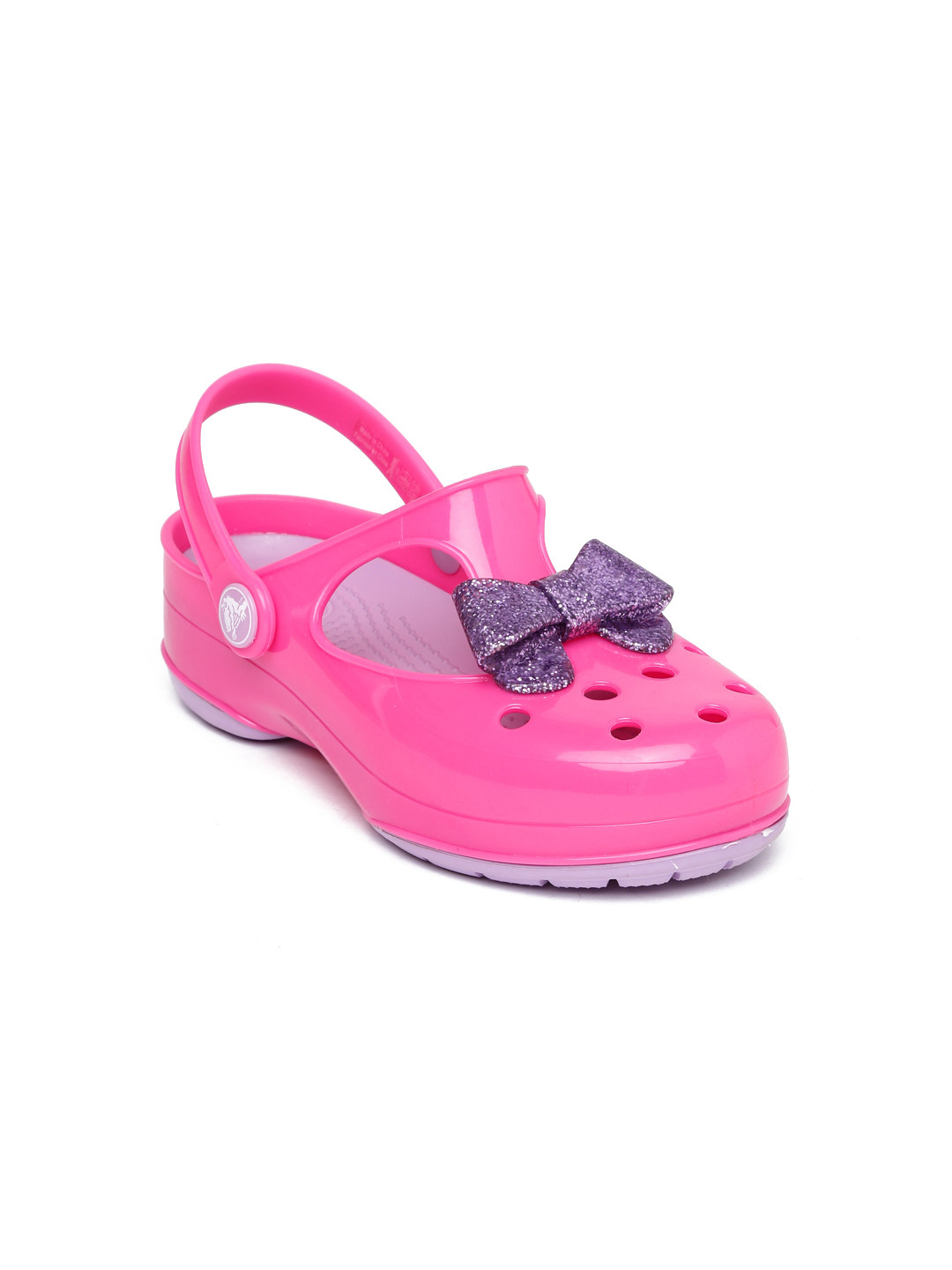 Buy Crocs Carlie Girls Pink Glitter Bow Clogs Flip Flops for Girls