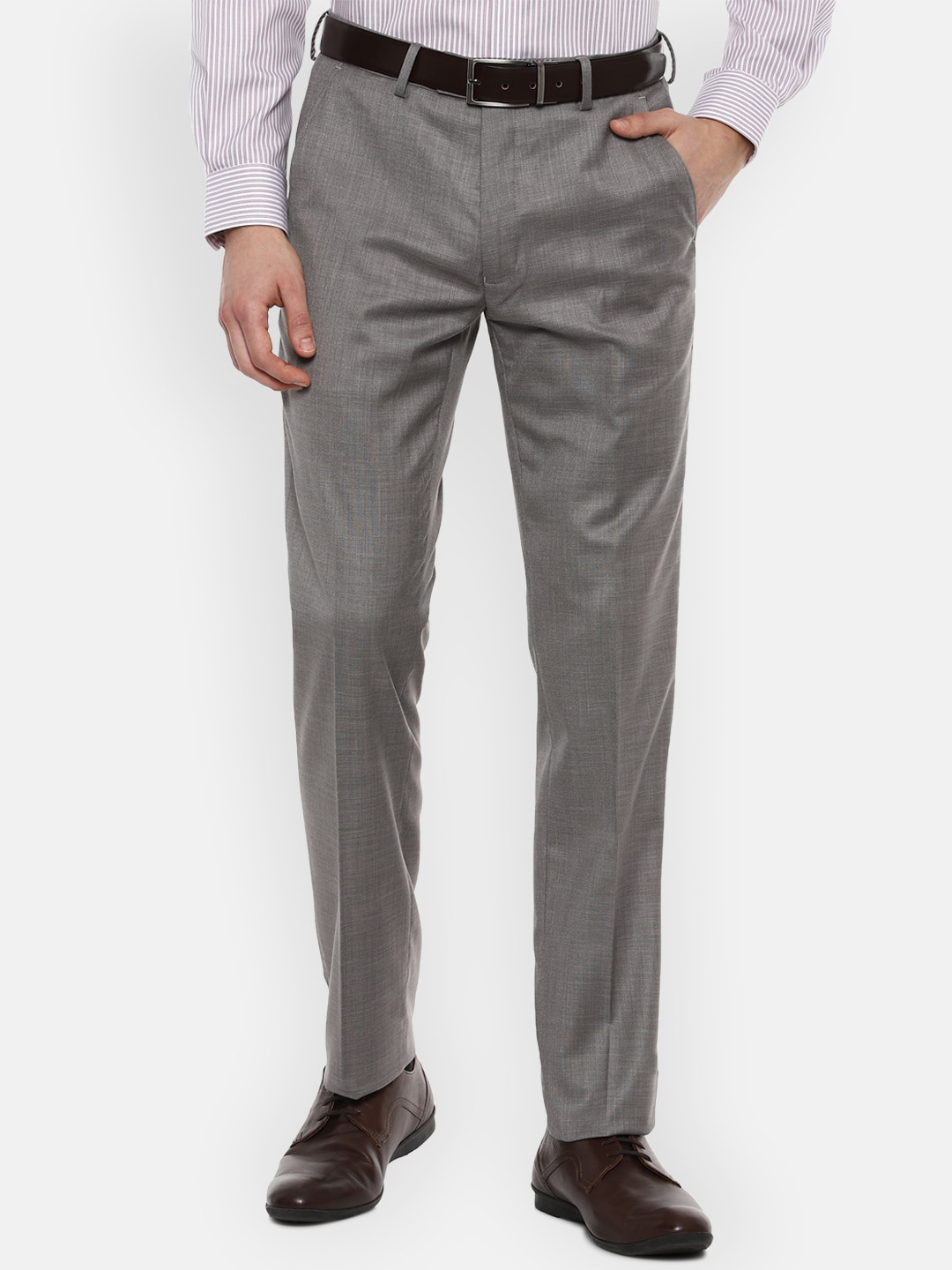 Buy Van Heusen Men Grey Slim Fit Trousers - Trousers for Men 16683148 ...