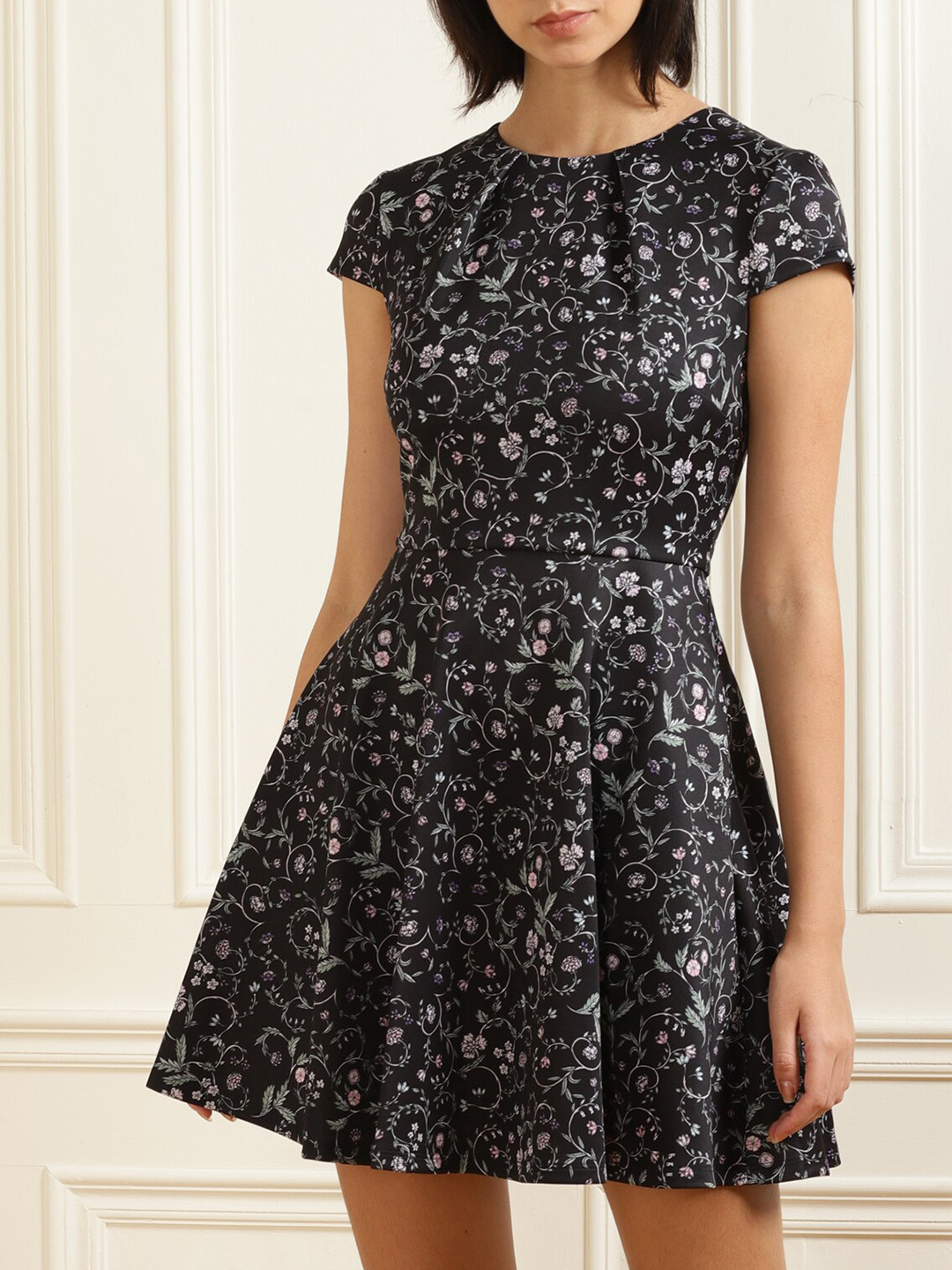 Buy Ted Baker Black & White Floral Printed Skater Dress Dresses for