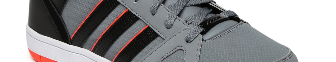 Buy ADIDAS NEO Men Grey & Black Solid Mid Top Hoops Team Sneakers ...
