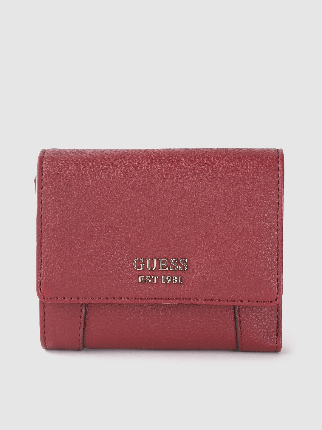 Buy GUESS Women Maroon Solid Three Fold Wallet - Wallets for Women ...