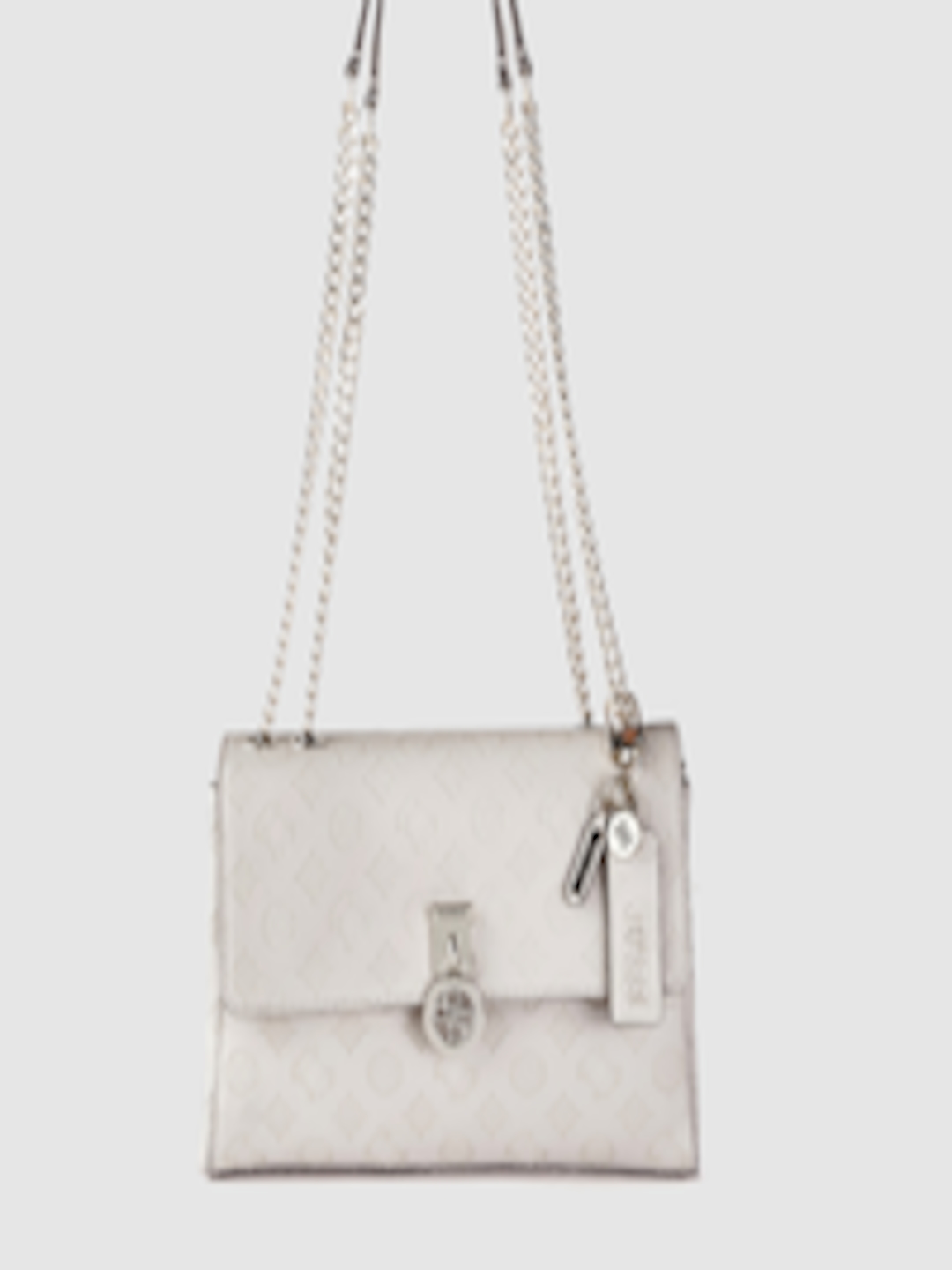 Buy GUESS Off White Brand Logo Textured Shoulder Bag - Handbags for ...