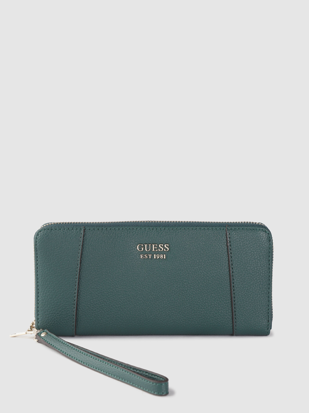 Buy GUESS Women Green Solid Zip Around Wallet With Wrist Loop Wallets