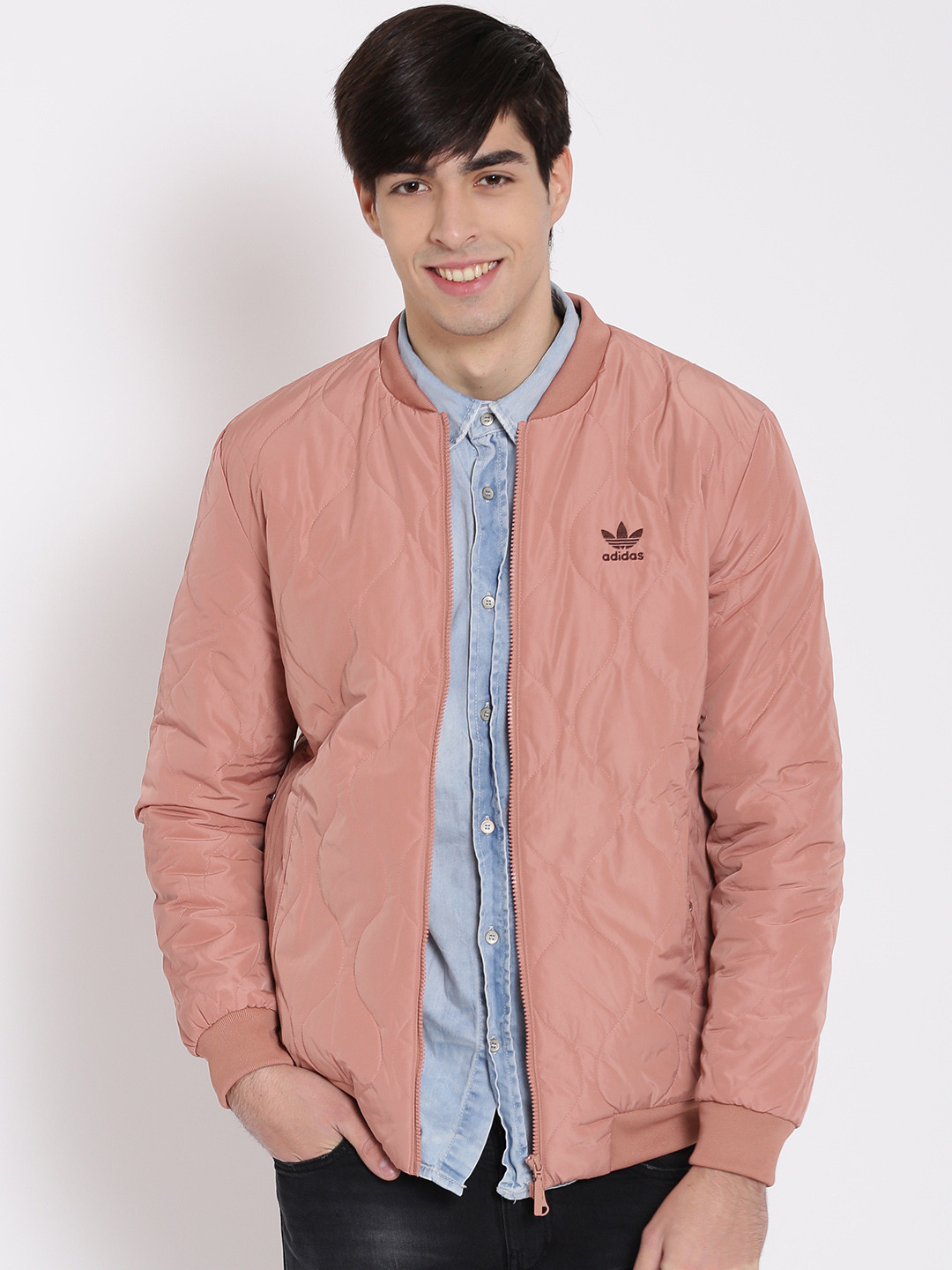 Buy ADIDAS Originals Dusty Pink Quilted Bomber Jacket Jackets for Men